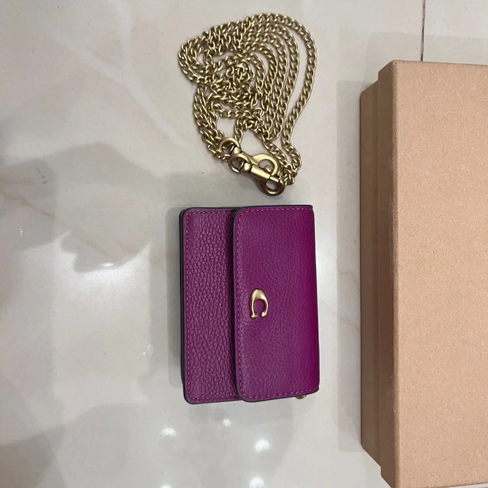 Coach Mini Bag in Purple with Gold Chain - Picture 1 of 2